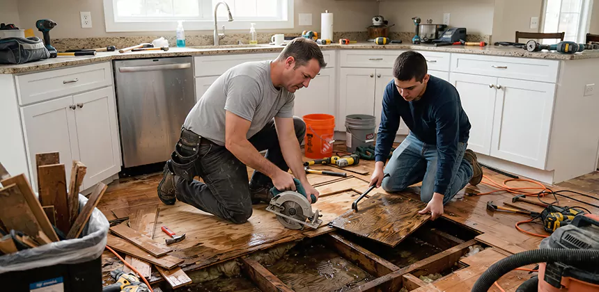 Kitchen Floor Water Damage Repair in Tacoma